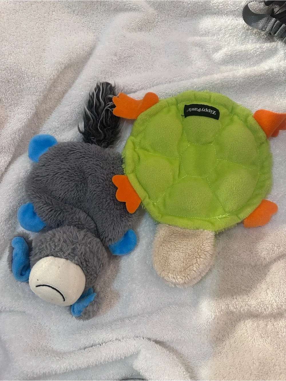 Plush Grey Donkey Dog Toy with Blue Ear Accents - Soft Chewable Squeaky Buddy
